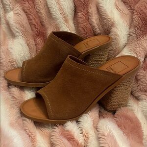 Dolce Vita Tan Suede Mules with Woven Heel
